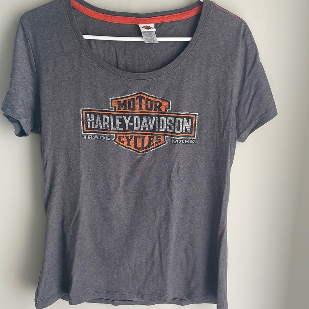 Harley-Davidson Dark Gray t-shirt-Orange & shiny Silver Graphic- XL